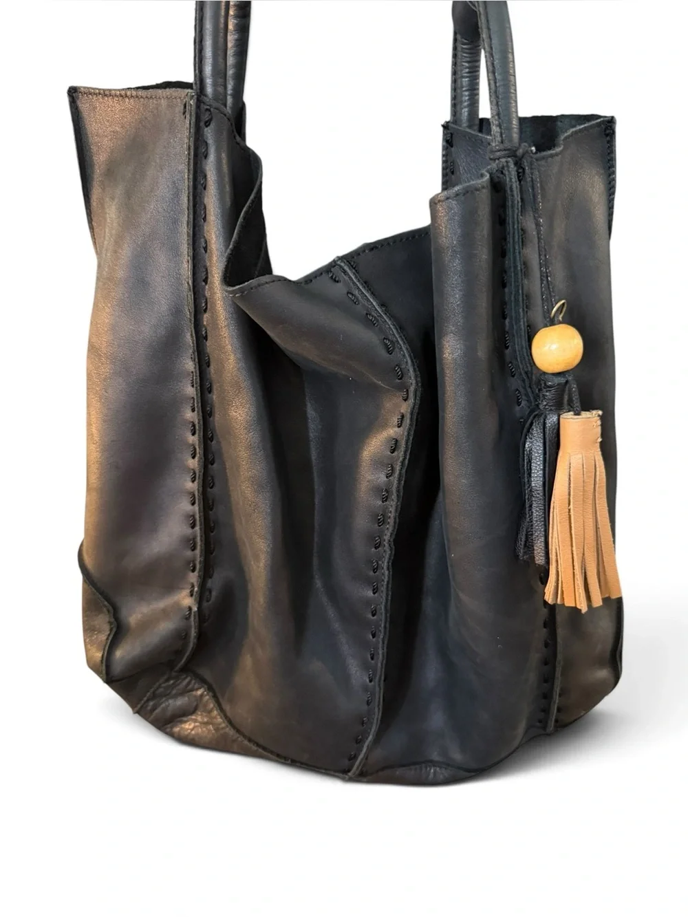 Los Feliz Large Leather Tote by The Sak in Black
